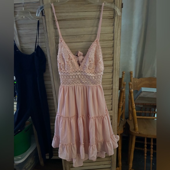 Pink Lily Dresses & Skirts - Pink Lily Blush Lace Mini Dress